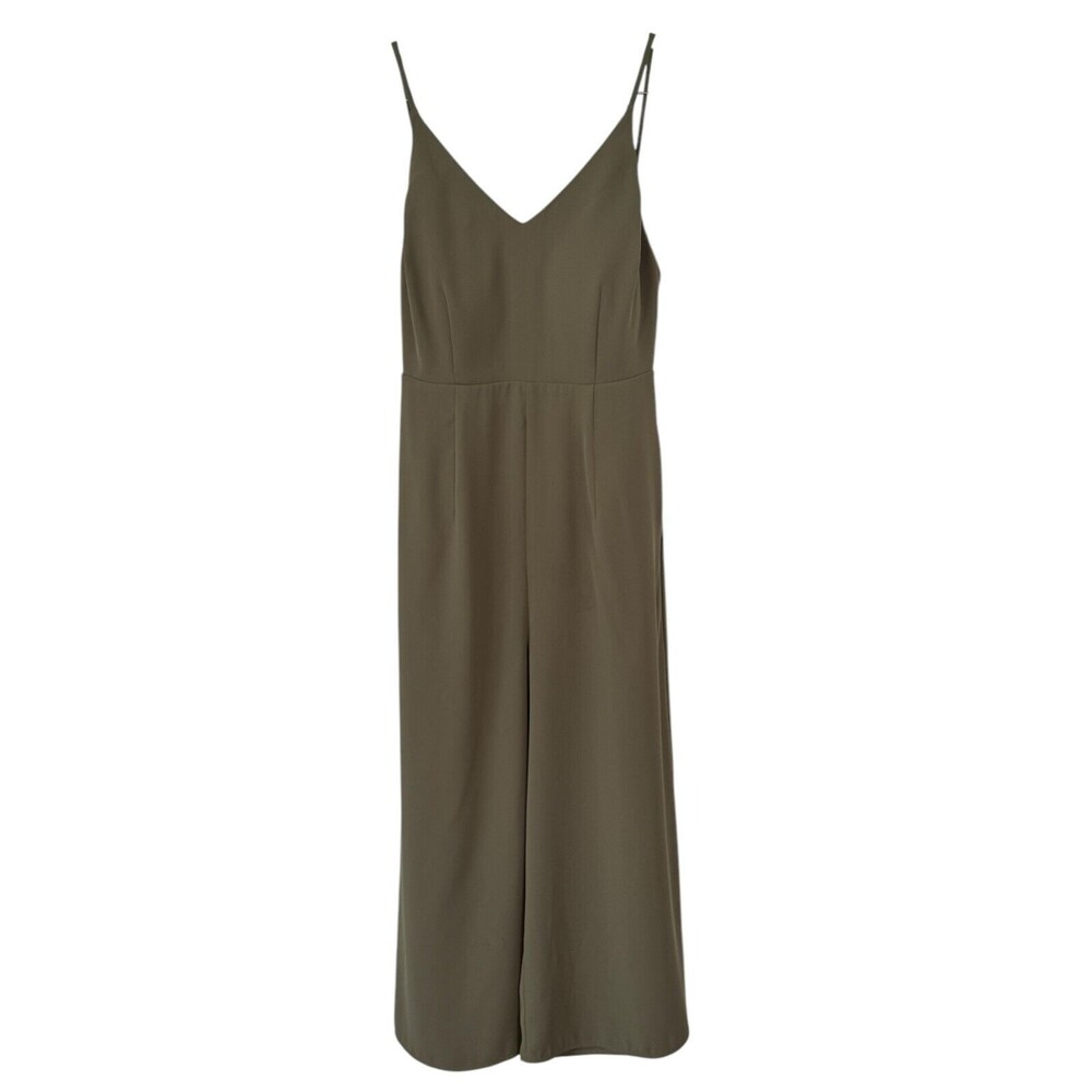 Love Bonito Wm 6 Padded Olive (079) Spagetti String Crop Wide Leg Jumpsuit NWT View 2